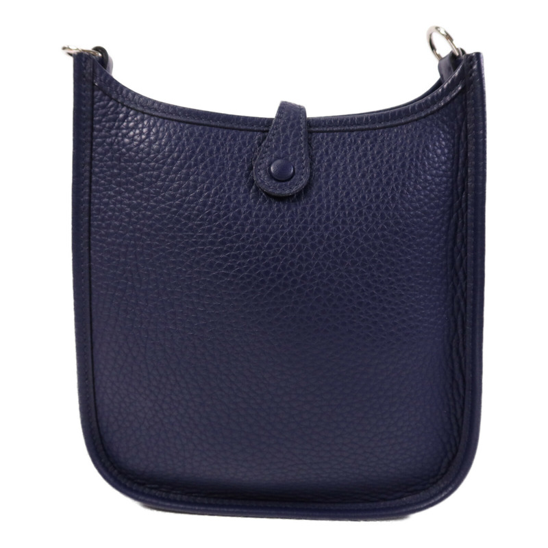 HERMES Clemence皮革Evelyne TPM銀扣肩背袋Bleu Encre-1