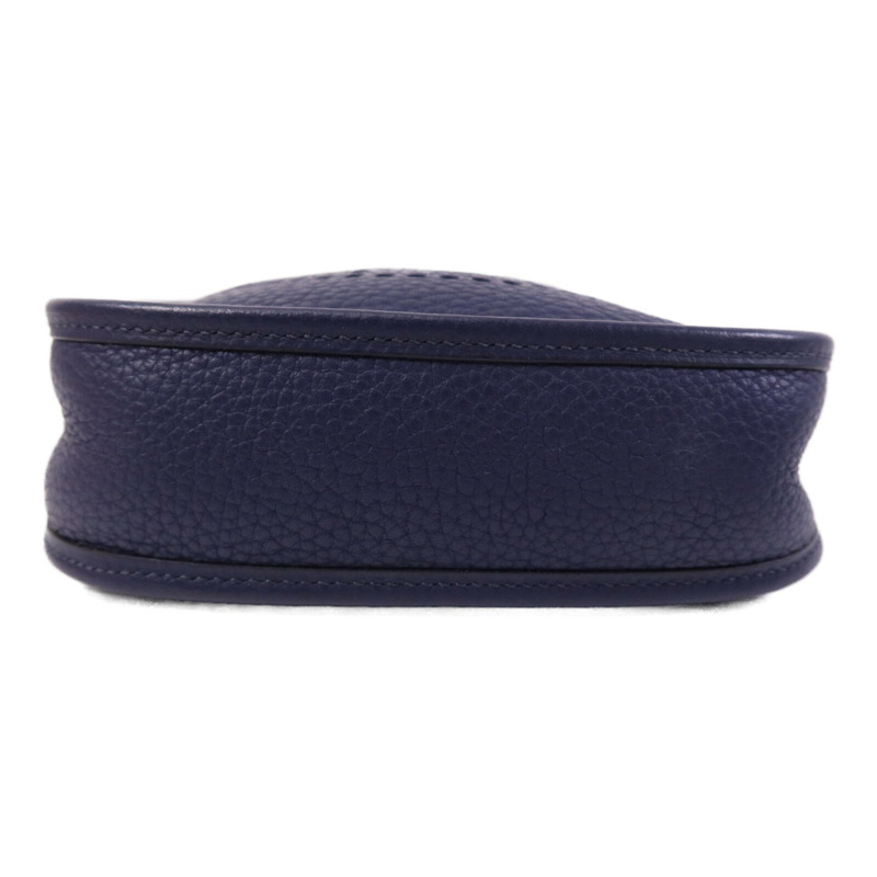 HERMES Clemence皮革Evelyne TPM銀扣肩背袋Bleu Encre-3