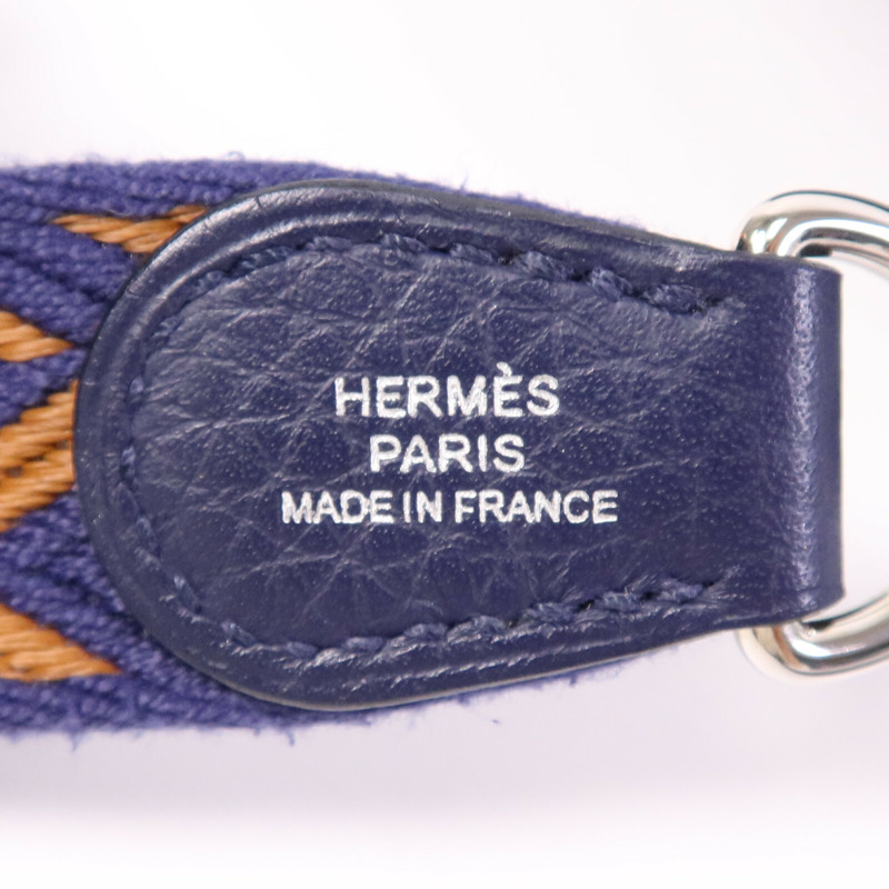HERMES Clemence皮革Evelyne TPM銀扣肩背袋Bleu Encre-5