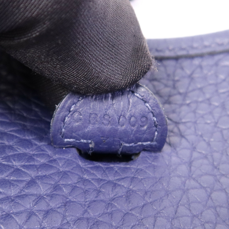 HERMES Clemence皮革Evelyne TPM銀扣肩背袋Bleu Encre-7