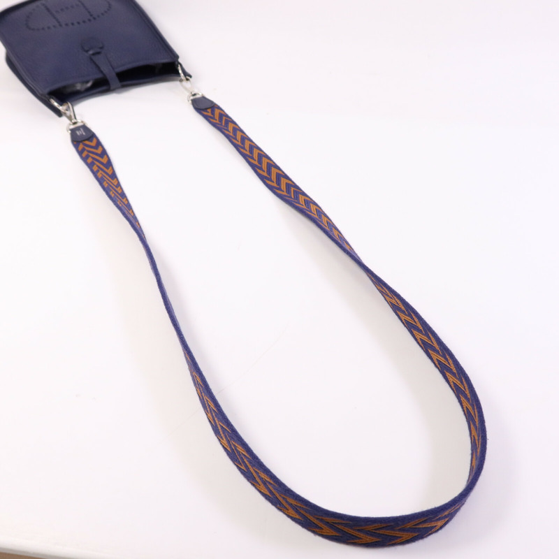 HERMES Clemence皮革Evelyne TPM銀扣肩背袋Bleu Encre-8