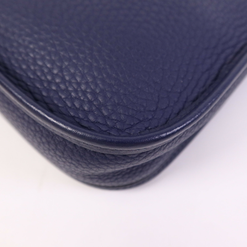 HERMES Clemence皮革Evelyne TPM銀扣肩背袋Bleu Encre-12