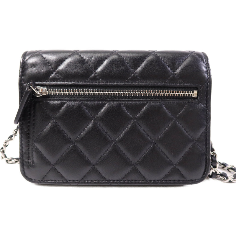 CHANEL 羊皮皮革Mini Wallet On Chain銀扣鏈帶肩背袋-1