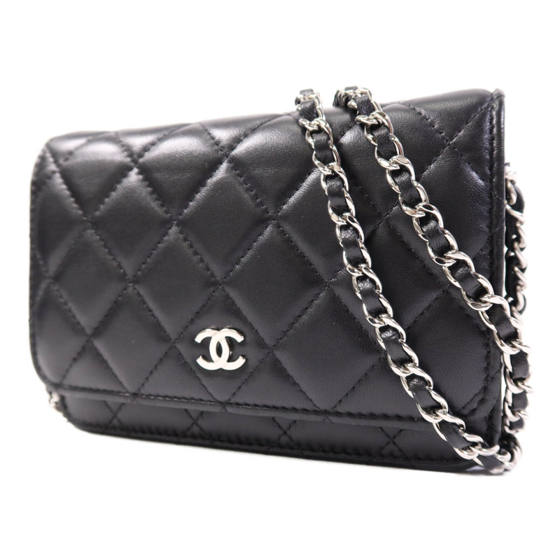 CHANEL 羊皮皮革Mini Wallet On Chain銀扣鏈帶肩背袋-2