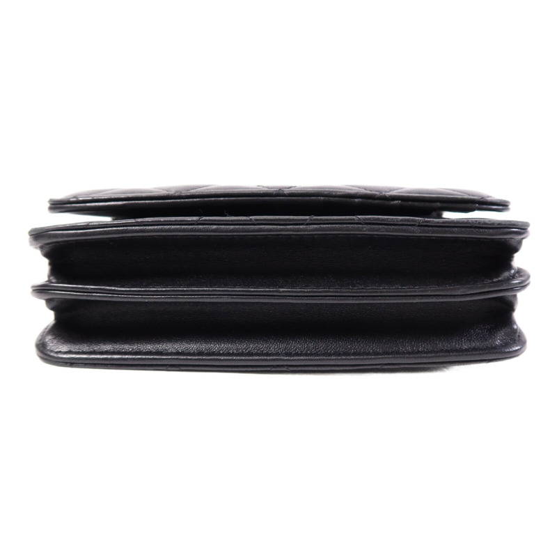 CHANEL 羊皮皮革Mini Wallet On Chain銀扣鏈帶肩背袋-3