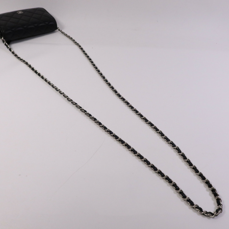 CHANEL 羊皮皮革Mini Wallet On Chain銀扣鏈帶肩背袋-8