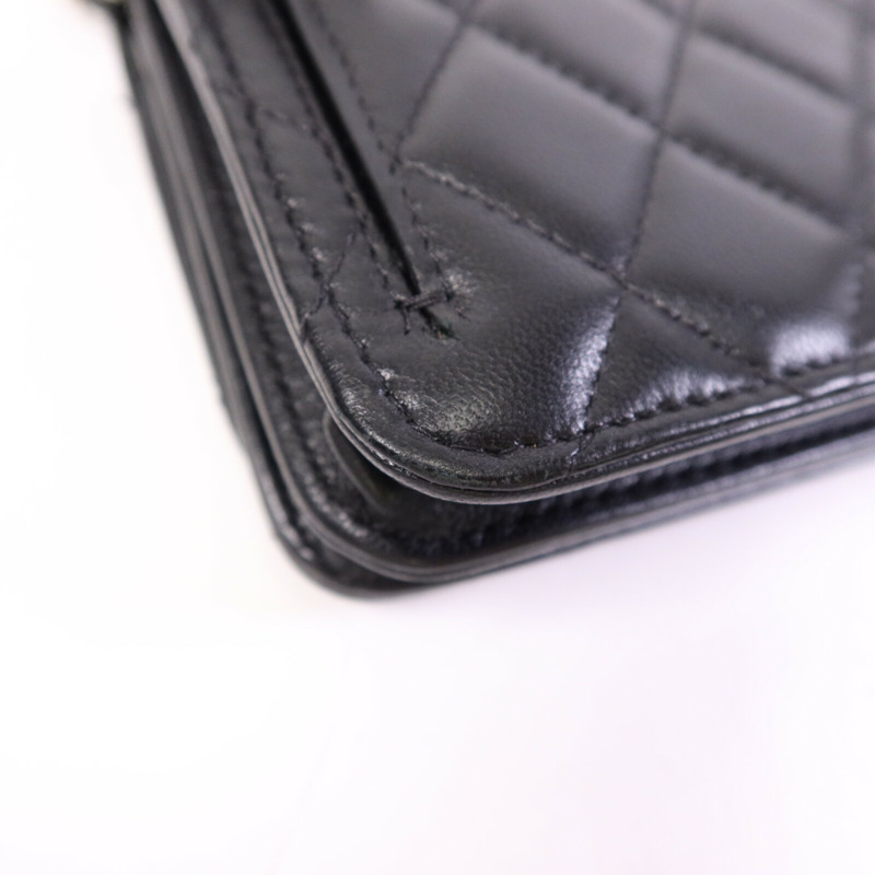 CHANEL 羊皮皮革Mini Wallet On Chain銀扣鏈帶肩背袋-13