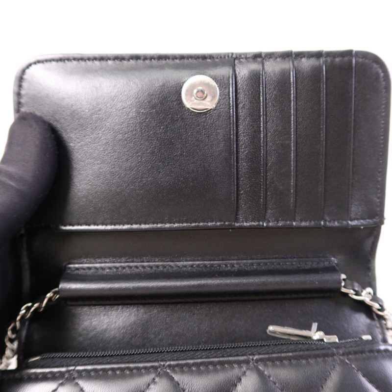 CHANEL 羊皮皮革Mini Wallet On Chain銀扣鏈帶肩背袋-14