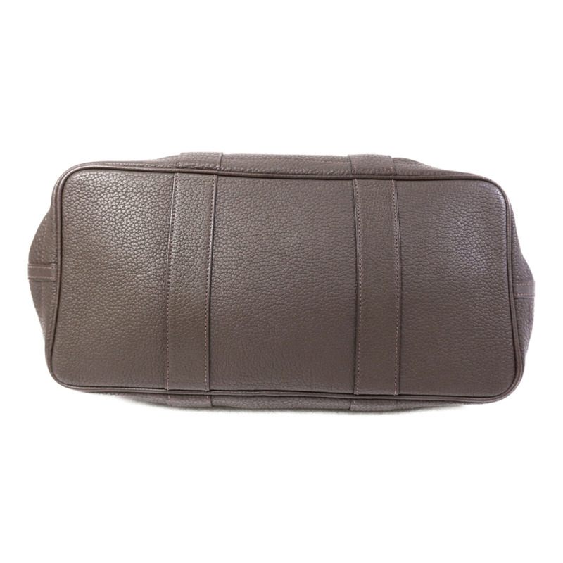 HERMES Negonda皮革GardenParty PM銀扣手挽袋Chocolat-3