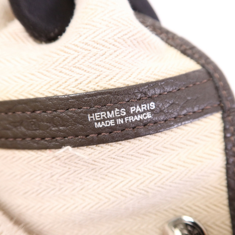 HERMES Negonda皮革GardenParty PM銀扣手挽袋Chocolat-5