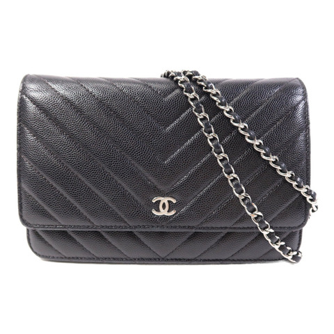 CHANEL 牛皮皮革WOC Wallet On Chain銀扣鏈帶肩背袋