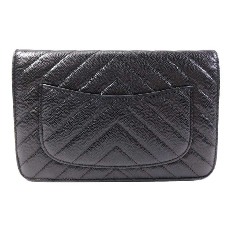 CHANEL 牛皮皮革WOC Wallet On Chain銀扣鏈帶肩背袋-1