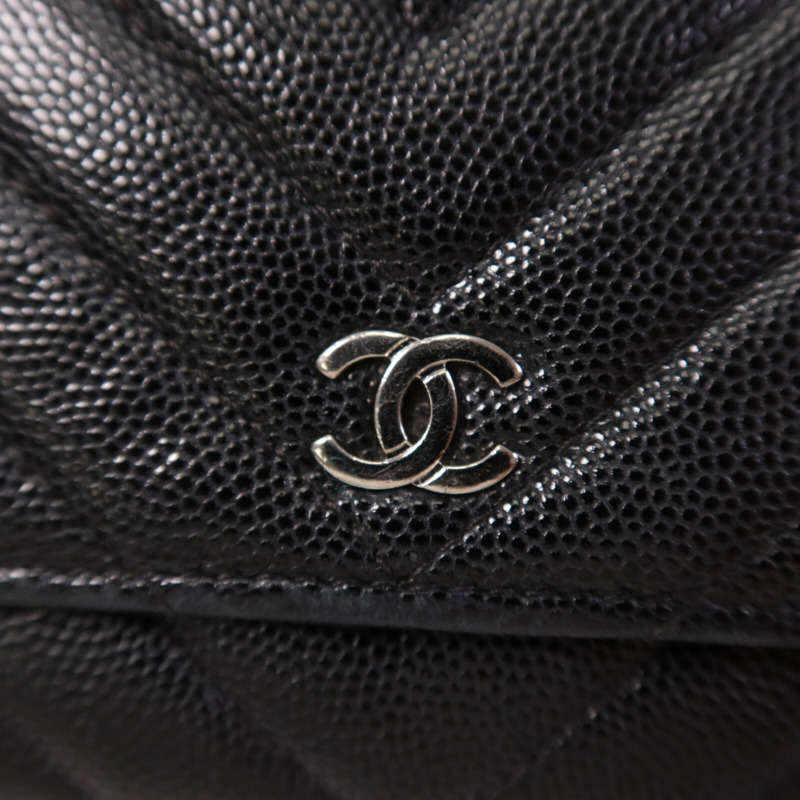 CHANEL 牛皮皮革WOC Wallet On Chain銀扣鏈帶肩背袋-6