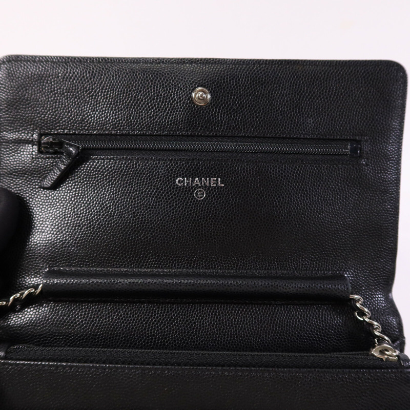 CHANEL 牛皮皮革WOC Wallet On Chain銀扣鏈帶肩背袋-9