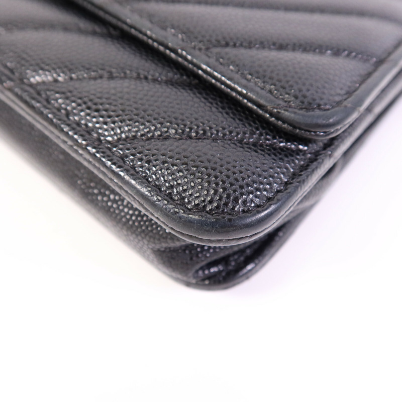 CHANEL 牛皮皮革WOC Wallet On Chain銀扣鏈帶肩背袋-10