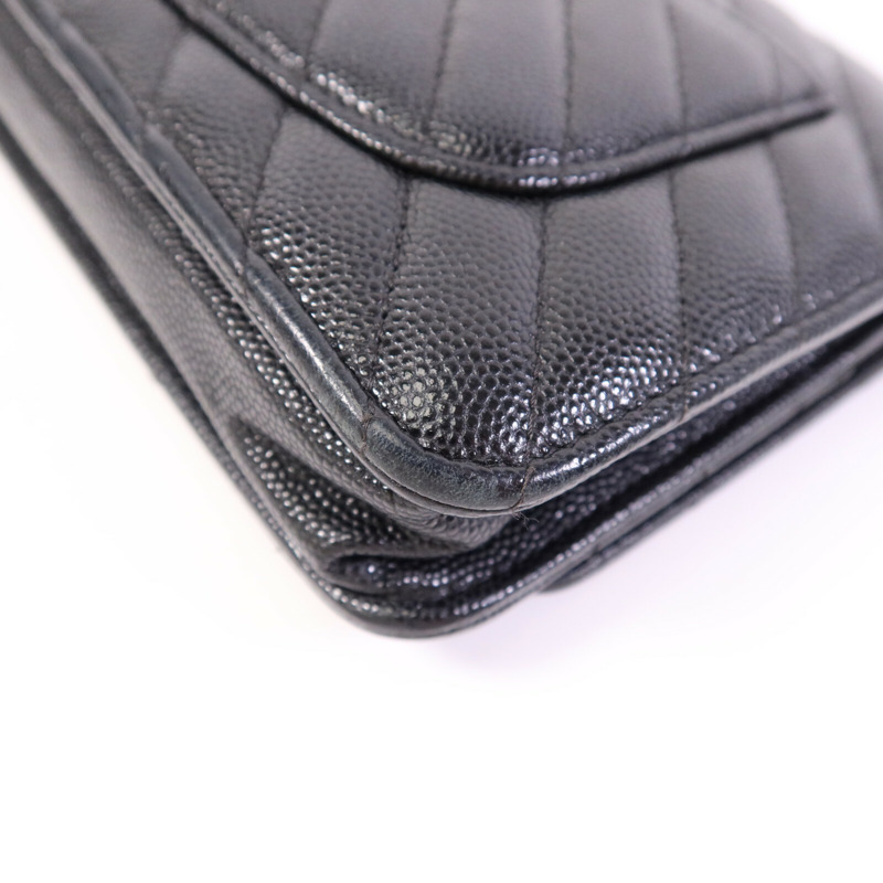 CHANEL 牛皮皮革WOC Wallet On Chain銀扣鏈帶肩背袋-12
