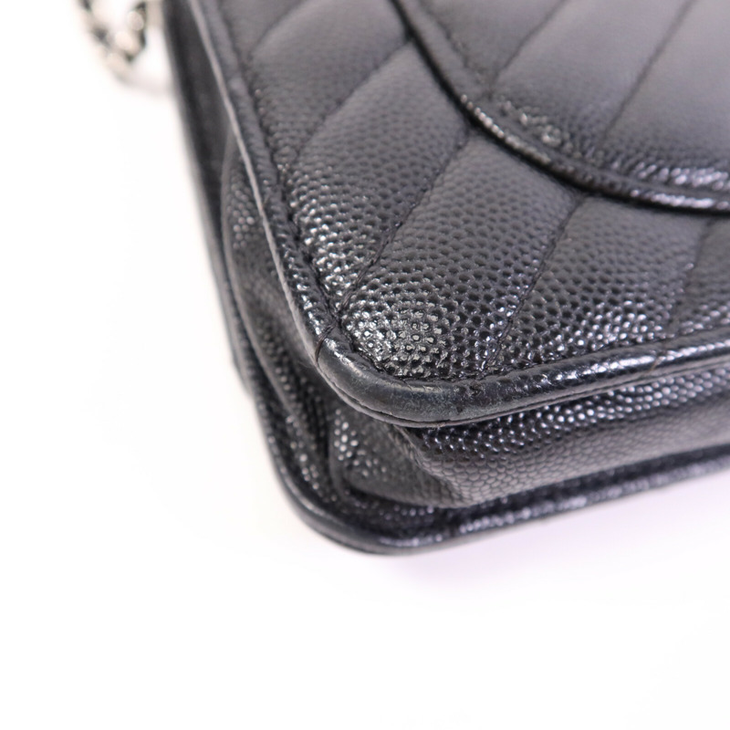 CHANEL 牛皮皮革WOC Wallet On Chain銀扣鏈帶肩背袋-13