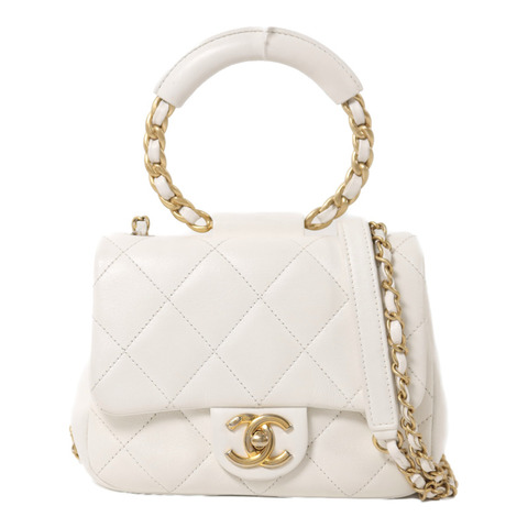 CHANEL 羊皮皮革In The Loop金扣鏈帶手挽肩背兩用袋