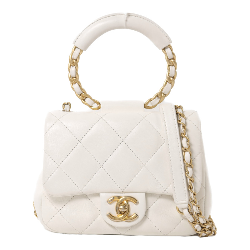CHANEL 羊皮皮革In The Loop金扣鏈帶手挽肩背兩用袋-0