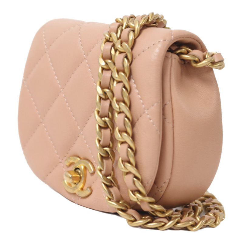 CHANEL 羊皮皮革Chain Shoulder金扣鏈帶肩背袋-2