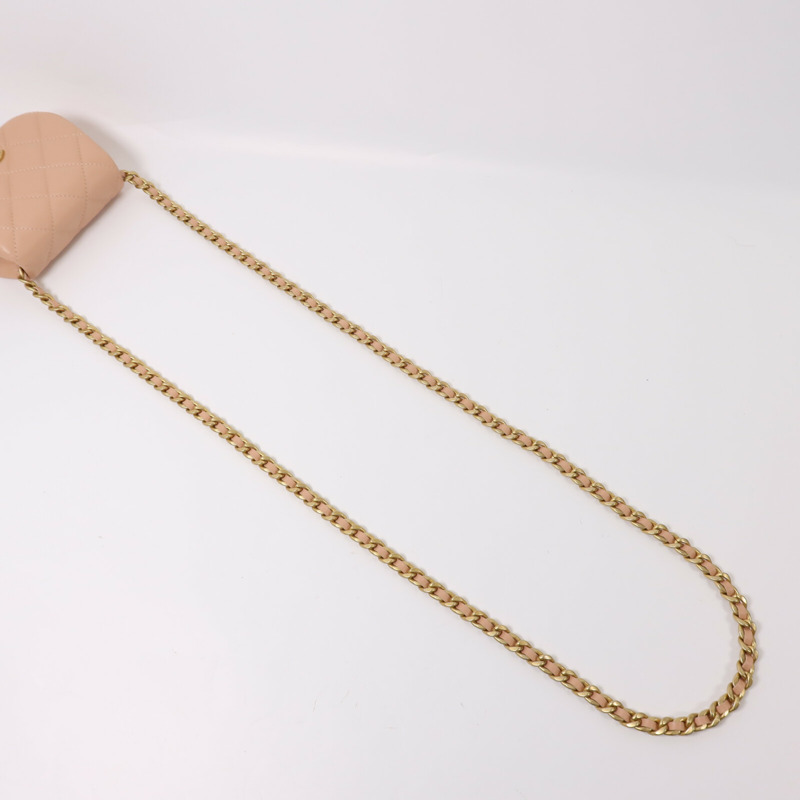 CHANEL 羊皮皮革Chain Shoulder金扣鏈帶肩背袋-8
