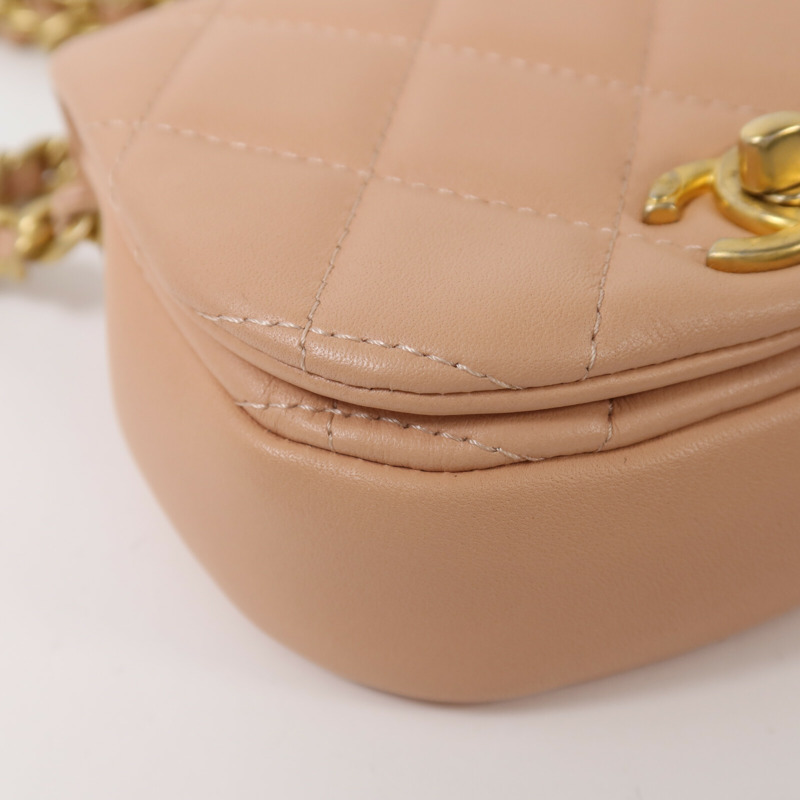 CHANEL 羊皮皮革Chain Shoulder金扣鏈帶肩背袋-11