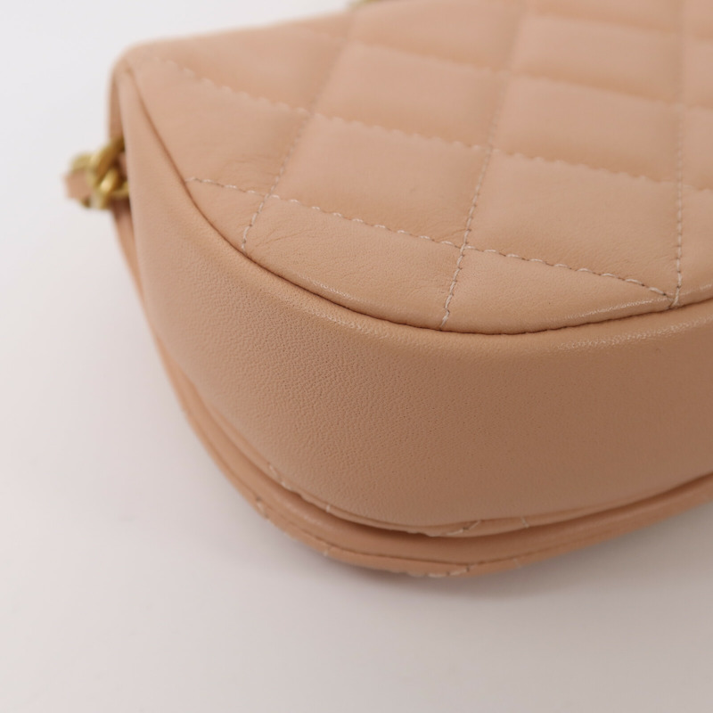 CHANEL 羊皮皮革Chain Shoulder金扣鏈帶肩背袋-13