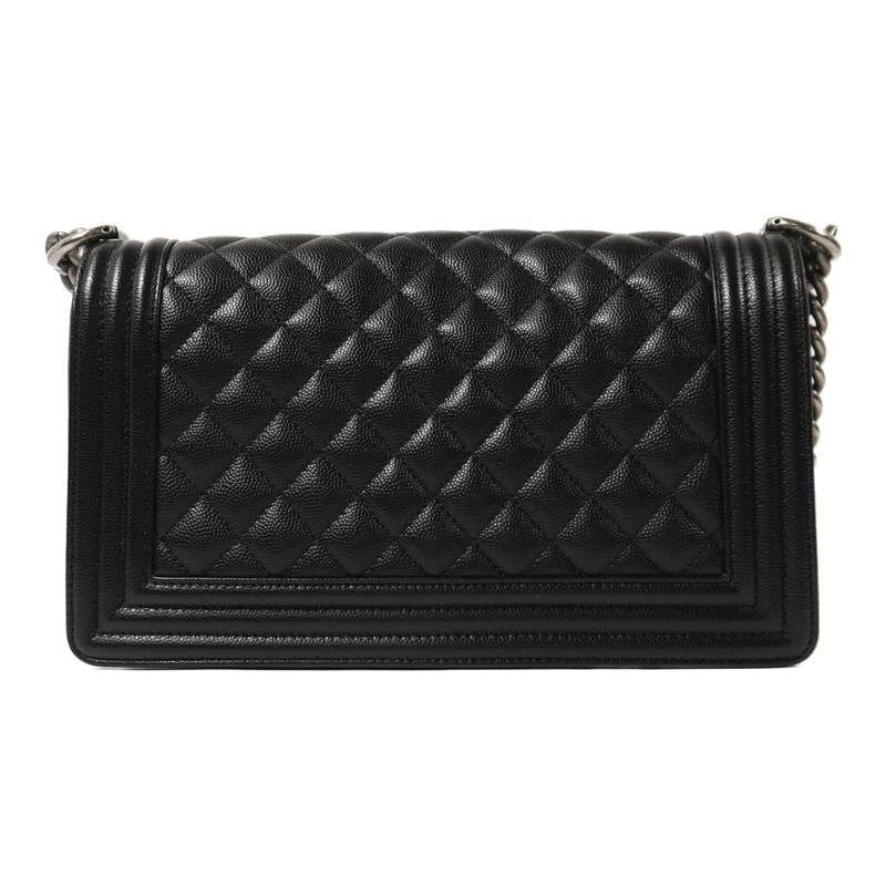 CHANEL 牛皮皮革Boy 25銀扣鏈帶肩背袋-1