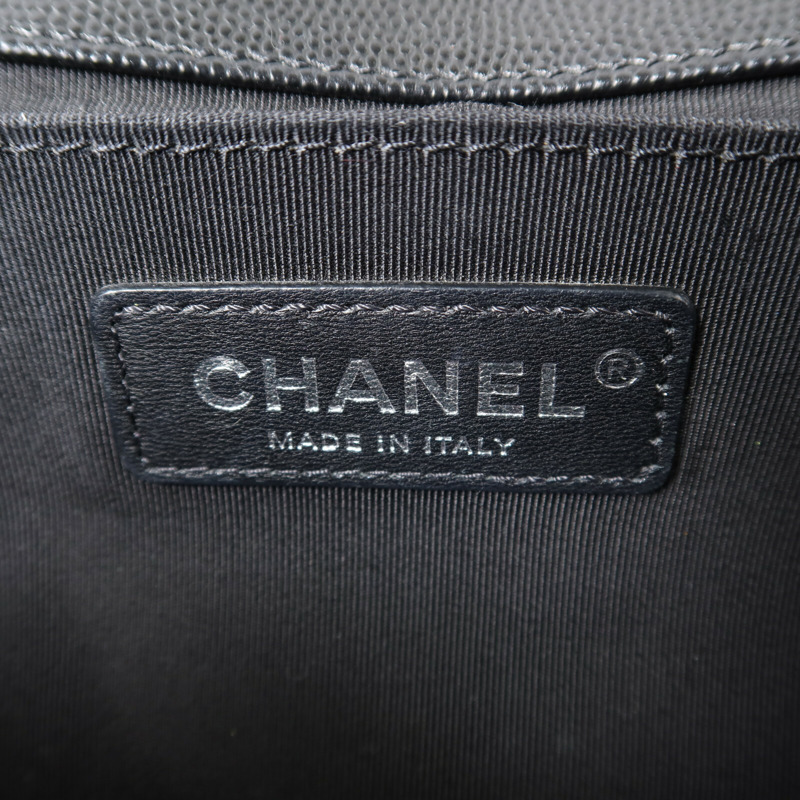 CHANEL 牛皮皮革Boy 25銀扣鏈帶肩背袋-5