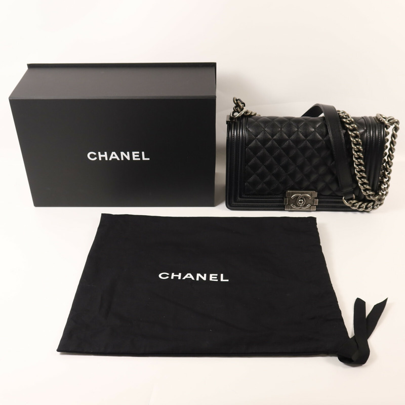 CHANEL 牛皮皮革Boy 25銀扣鏈帶肩背袋-8