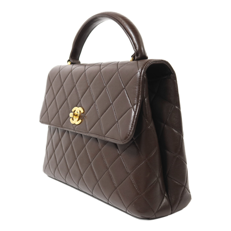 CHANEL 羊皮皮革Vintage Hand Bag金扣手挽袋-2