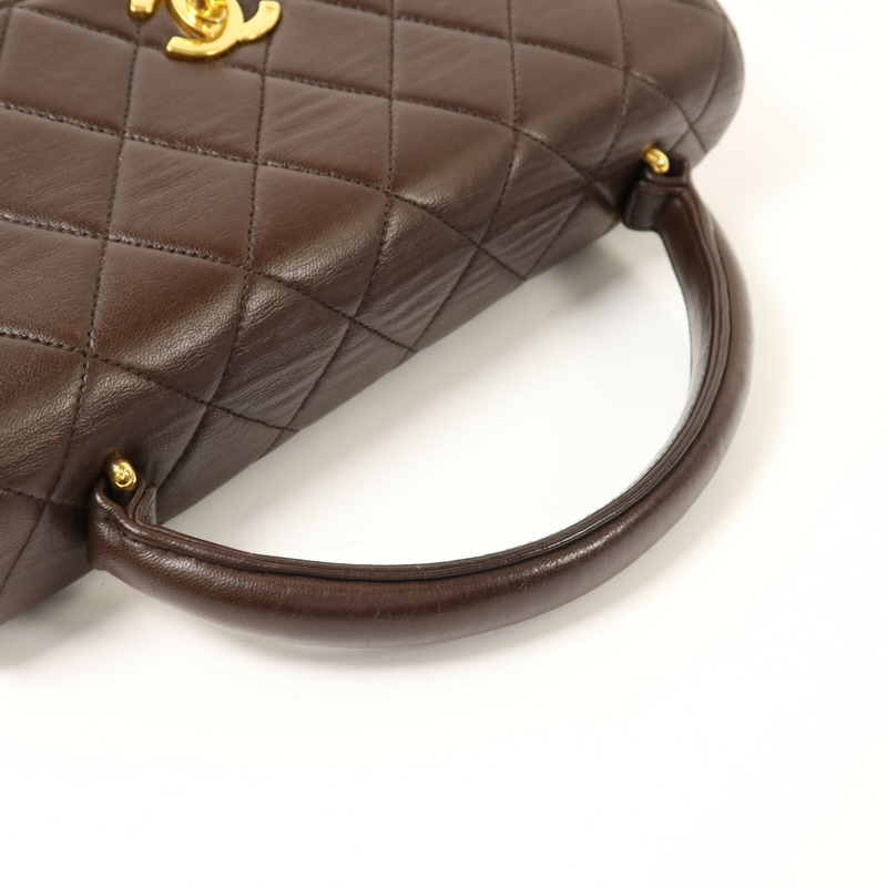 CHANEL 羊皮皮革Vintage Hand Bag金扣手挽袋-8