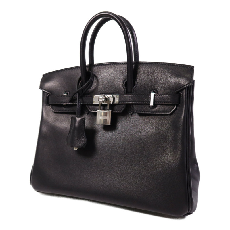 HERMES Volupto皮革Birkin 25銀扣手挽袋Noir-2