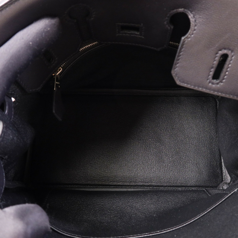 HERMES Volupto皮革Birkin 25銀扣手挽袋Noir-4