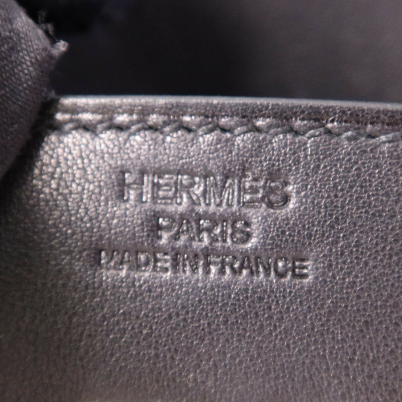HERMES Volupto皮革Birkin 25銀扣手挽袋Noir-5