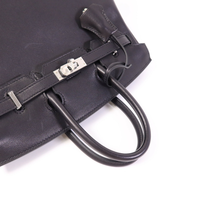 HERMES Volupto皮革Birkin 25銀扣手挽袋Noir-8