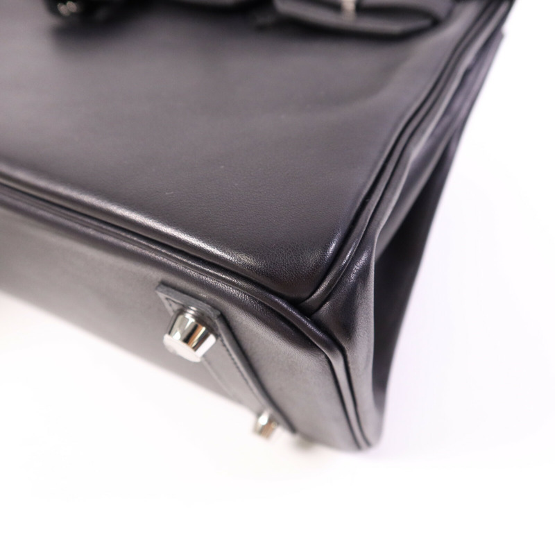 HERMES Volupto皮革Birkin 25銀扣手挽袋Noir-10