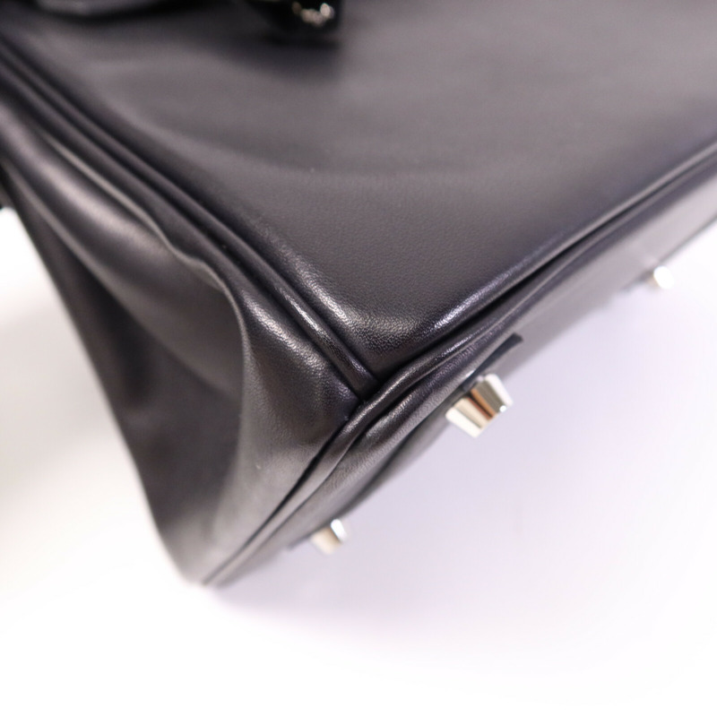HERMES Volupto皮革Birkin 25銀扣手挽袋Noir-11