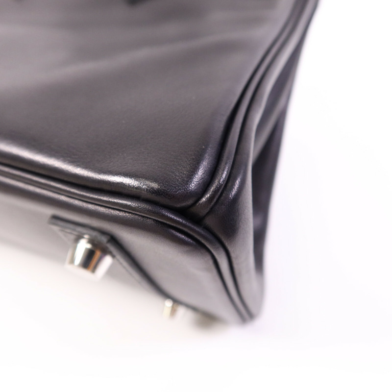 HERMES Volupto皮革Birkin 25銀扣手挽袋Noir-12