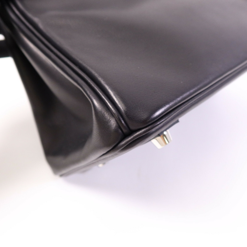 HERMES Volupto皮革Birkin 25銀扣手挽袋Noir-13