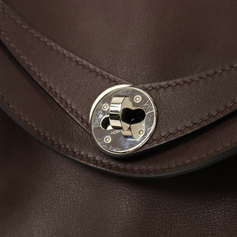 HERMES Swift皮革Lindy 26銀扣手挽肩背兩用袋Rouge Sellier/Bleu Saphir-7