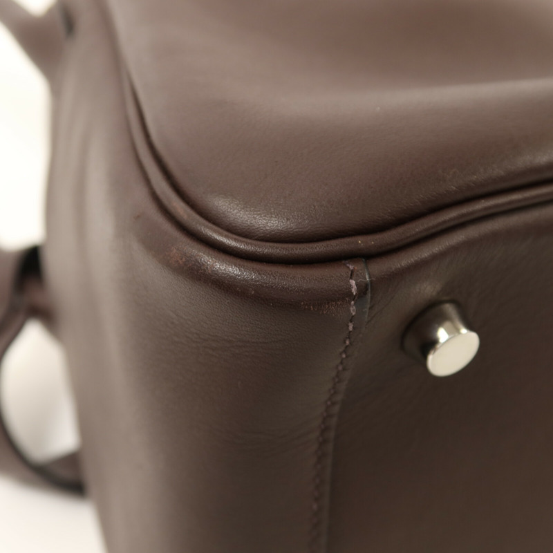 HERMES Swift皮革Lindy 26銀扣手挽肩背兩用袋Rouge Sellier/Bleu Saphir-10