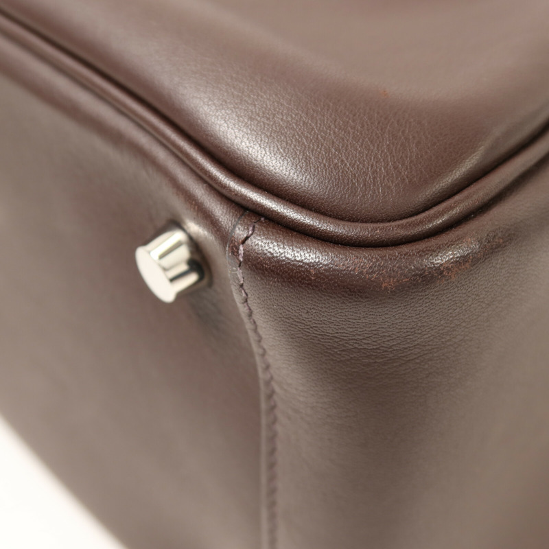 HERMES Swift皮革Lindy 26銀扣手挽肩背兩用袋Rouge Sellier/Bleu Saphir-11