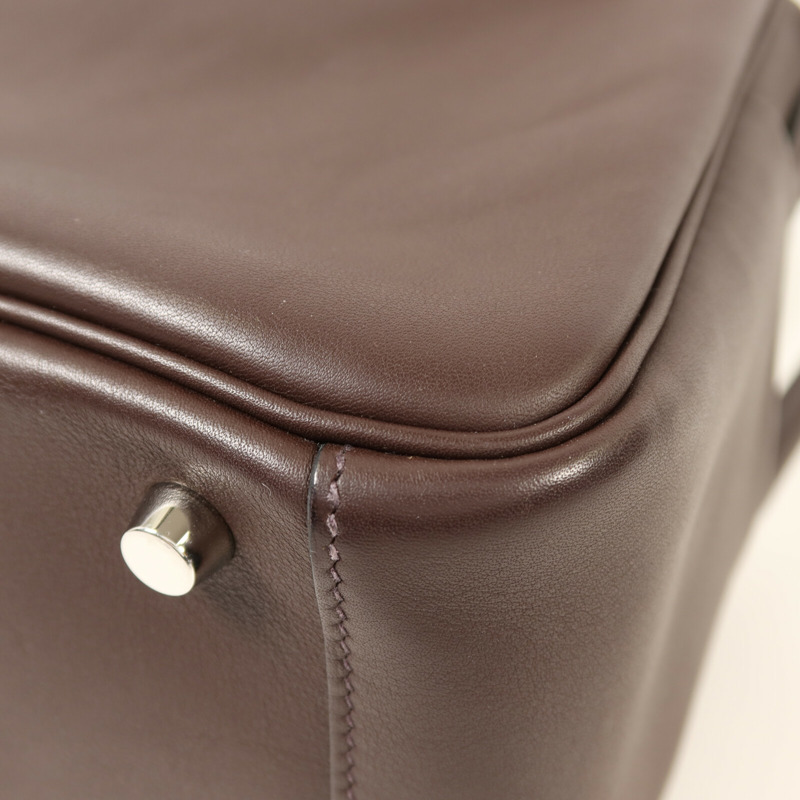 HERMES Swift皮革Lindy 26銀扣手挽肩背兩用袋Rouge Sellier/Bleu Saphir-13