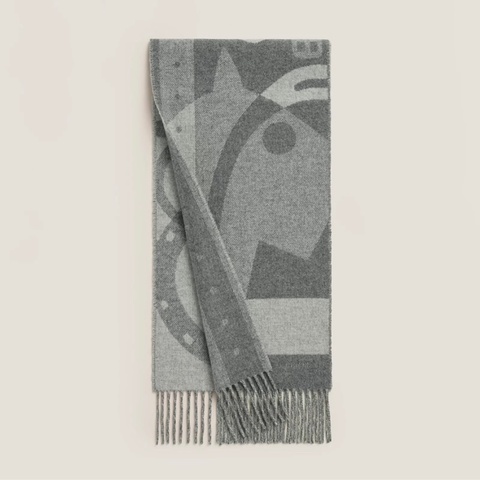 Hermès 男裝淺灰色圍巾 頸巾