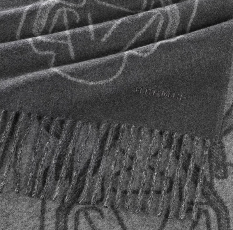 Hermes 男裝 灰色雙面圍巾 scarf-4