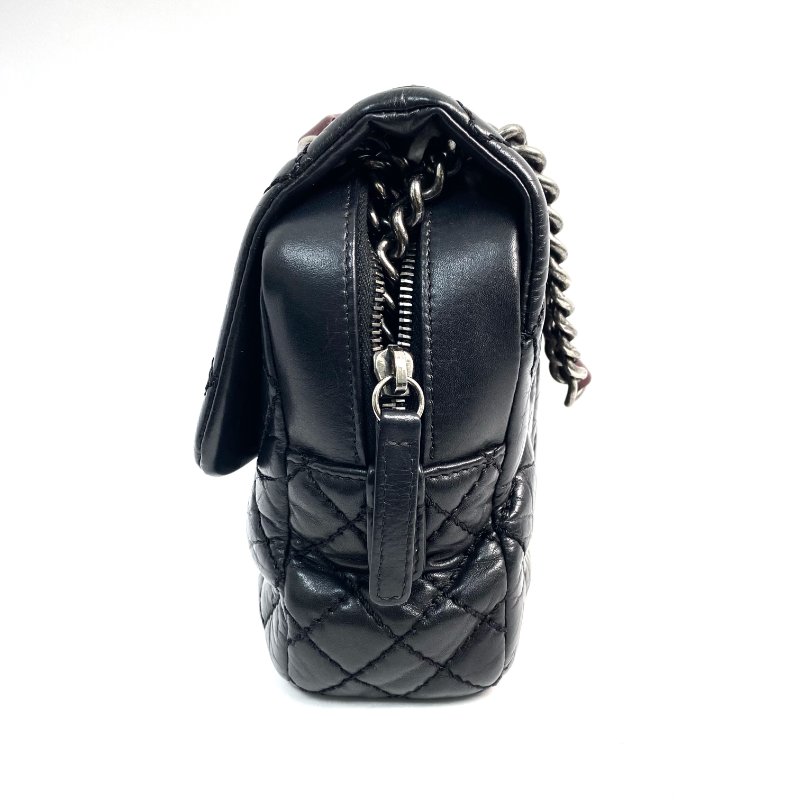△ Chanel 香奈兒 Black Lambskin Ruthenium-Finish Metal Easy Flap Chain Shoulder Bag No.18 A67764 黑色小羊皮鍍釕金屬鎖鏈肩背袋No.18 - 257025950-1