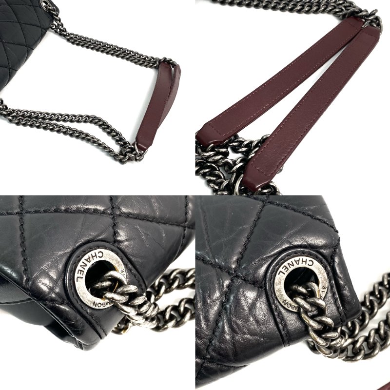 △ Chanel 香奈兒 Black Lambskin Ruthenium-Finish Metal Easy Flap Chain Shoulder Bag No.18 A67764 黑色小羊皮鍍釕金屬鎖鏈肩背袋No.18 - 257025950-6