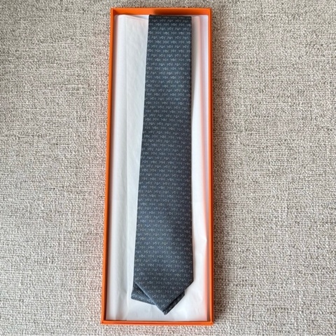 Hermes 男裝灰藍色領帶 領帶