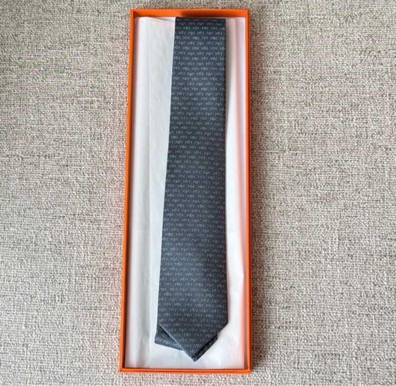 Hermes 男裝灰藍色領帶 領帶-0